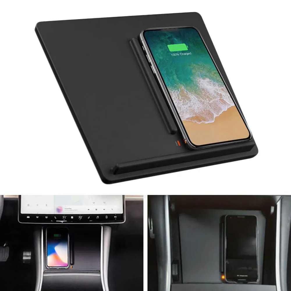 

Anti-skid Car Mount Auto Wireless Phone Charger Charging For Tesla Model 3 For All Qi enabled Android devices