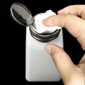 

200ML Portable Press Empty Refillable Bottle Liquid Alcohol Pump UV Gel Nail Polish Acetone Bottle Remover Dispenser