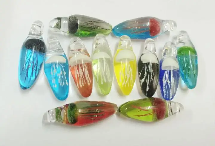 

12 pendant Chinese style jewelry jellyfish glass blow handmade jewelry