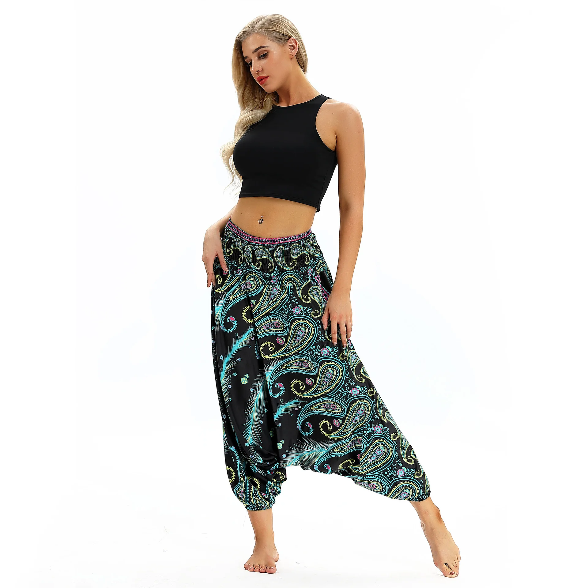 Print women casual fitness Yoga leggings lounge nepal pant Bloomers Indian Thailand wide leg loose pants beach wear Harem Pants