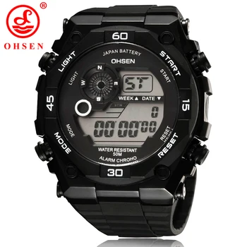 

OHSEN Black Men LED Digital Military Watch Water Resistant Sports Watches Fashion Outdoor Multifunction Wristwatches 2810