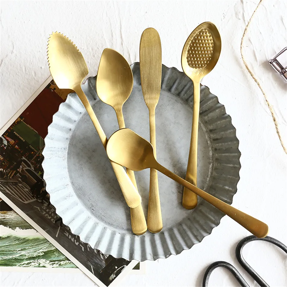 Chic Gold 304 Stainless Steel Spoon Teaspoon Coffee Spoons Fruit Ice Cream Elegant Spoon Girly Bow Tie Tableware Kitchen Tool (12)