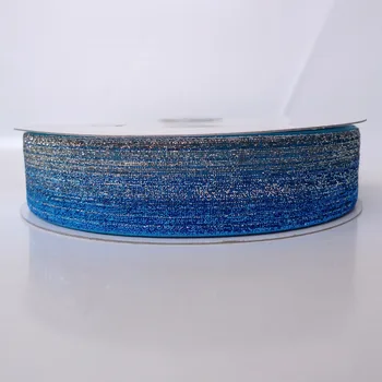 

1-1/2'' 38mm Rainbow #46 Aqua Silver Iridescent Glitter Metallic Velvet Ribbon