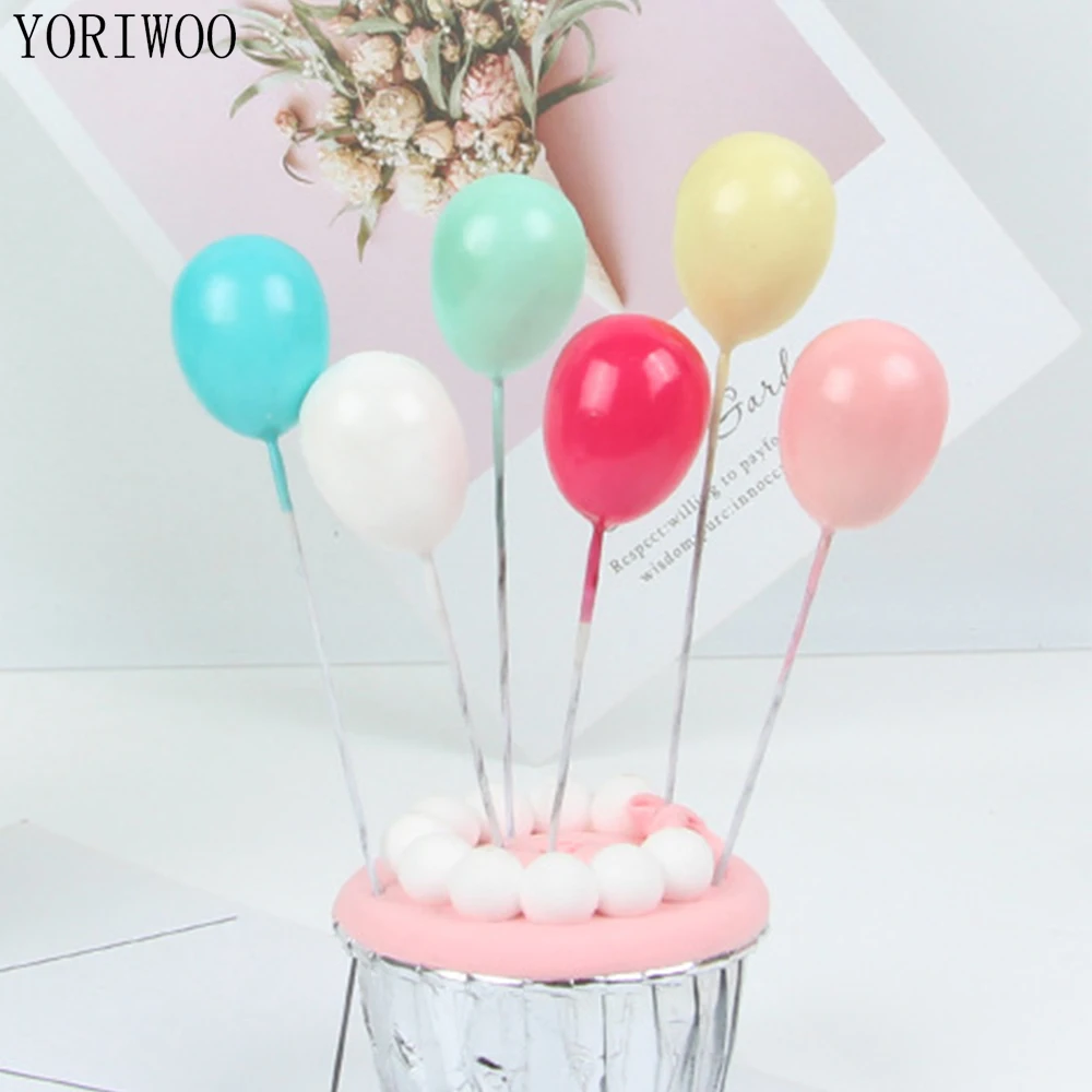 

YORIWOO 6pcs Happy Birthday Cake Topper Balloon Cupcake Toppers 1st Birthday Party Decorations Kids Wedding Favors Baby Shower