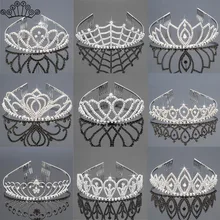 Роскошный свадебный Кристальные тиары и короны принцессы queen Pageant тиара для выпускного вечера Свадебный ободок аксессуары для волос