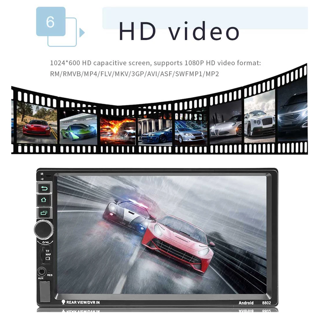 

Quad-core 7 inch 2DIN Android 7.1 WiFi Bluetooth Car GPS MP5 Player FM Radio + Camera