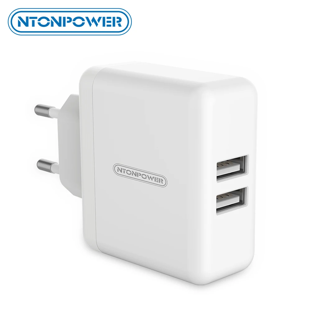 NTONPOWER, зарядное устройство для мобильного телефона, 5 В, 3 А, для iPhone X, 8, 7, 6, iPad, двойное настенное зарядное устройство USB, штепсельная вилка европейского стандарта для Xiaomi, портативная умная зарядка