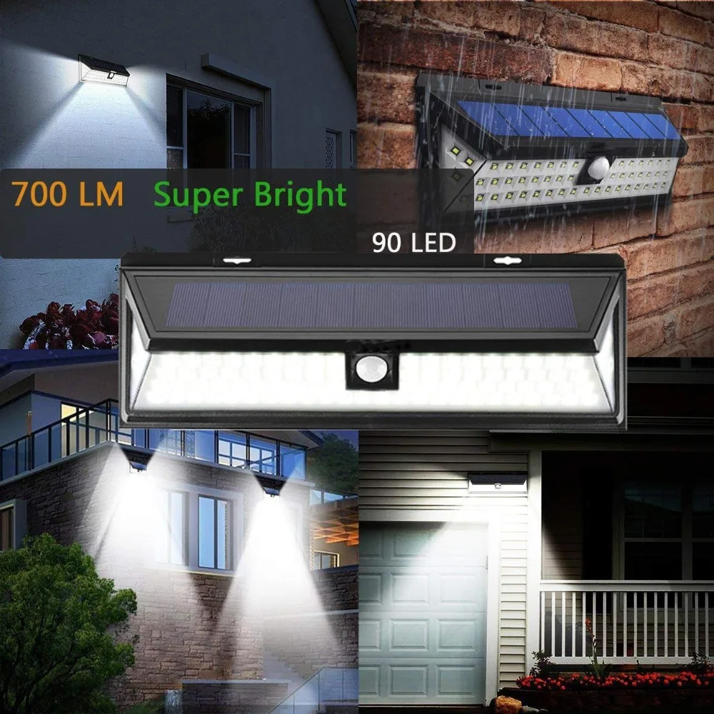 90/118 Led Solar Light Outdoor Waterproof Motion Sensor SMD 2835 IP65 Lighting Decor Garden Light Solar Powered Security Lamp