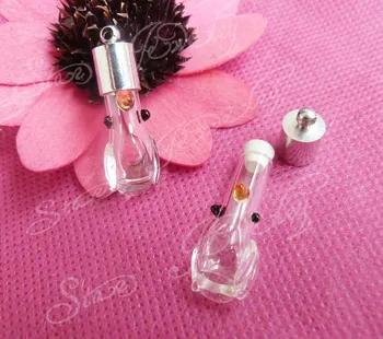 

100pcs/lot 6mm diam cute animal shape rice via glass bottle with cap wih rubber for pendant accessories