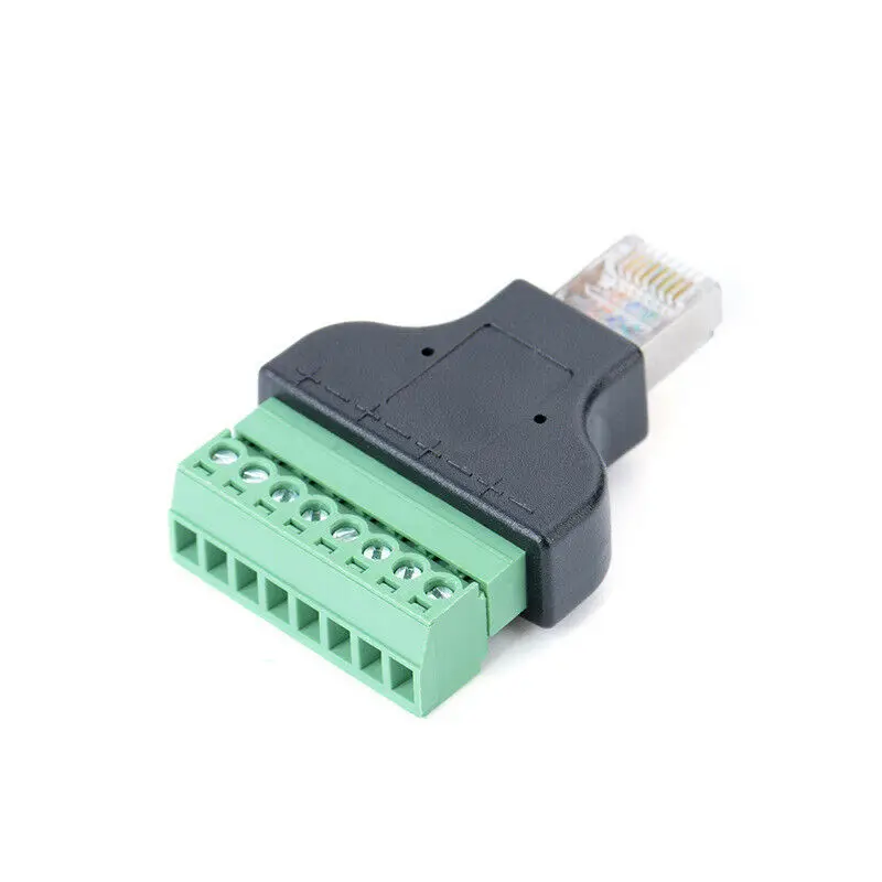 

RJ45 Ethernet Male Plug to 8 Pin AV Terminal Screw Adapter Converter For DVR DIY
