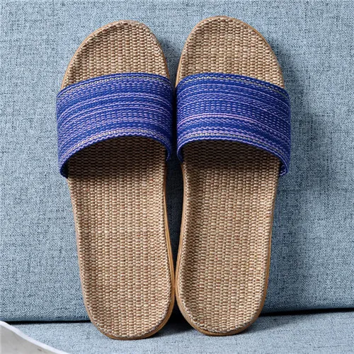 Suihyung Summer Flax Slippers Women Men Casual Linen Slides Multi-Style Non-Slip EVA Home Flip Flops Indoor Shoes Female Sandals 