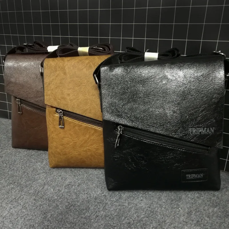 

Tripman Mens Messenger Bag PU Leather Fashion Business Crossbody Bag Shoulder Bag Satchels Briefcase Free Shipping KSL509M-T
