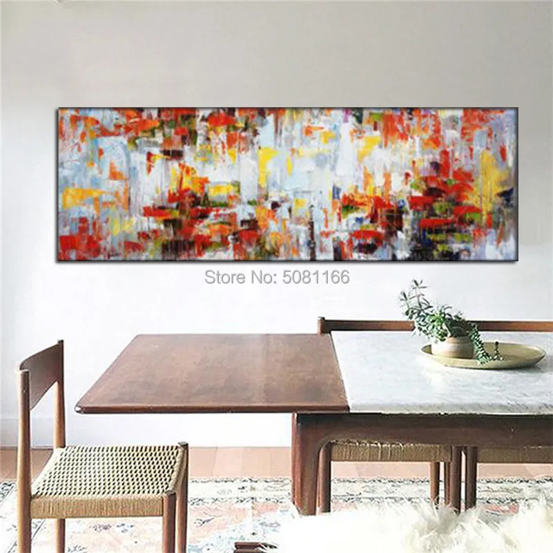 

Big 100% hand-painted floral abstract oil painting flowers red modern wall art living room picture home decoration painting