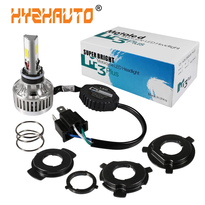 

HYZHAUTO 1Pcs H4 Ba20d LED Motorcycle Headlight Bulb White 6000K H6 HS1 LED Moto Motorbike Scooter Headlamp 5500LM 12V/24V