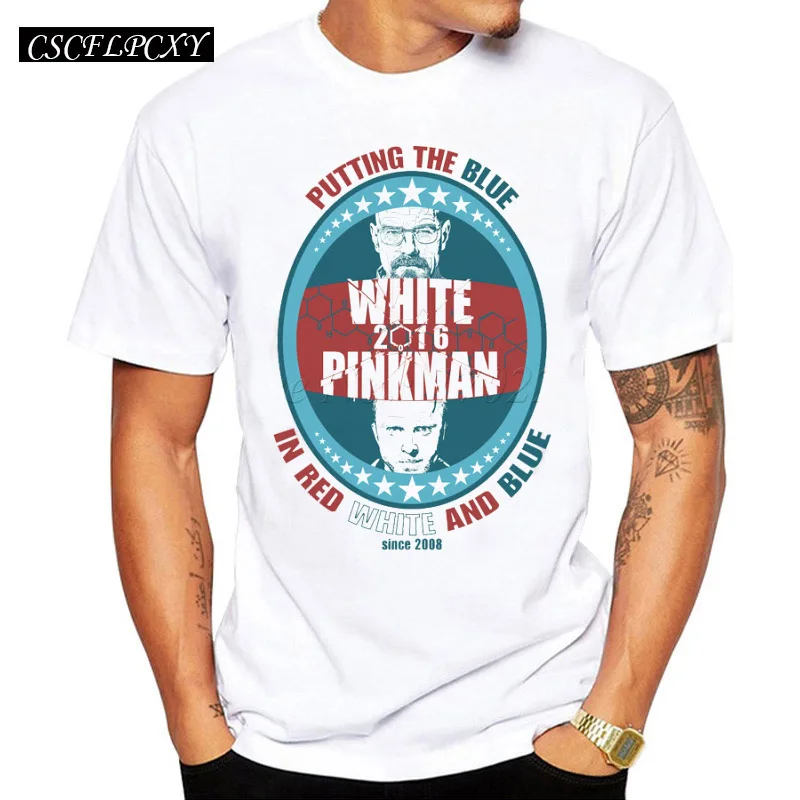 Новейшая White-2019-Pinkman Мужская футболка с принтом логотипа breaking bad мужские