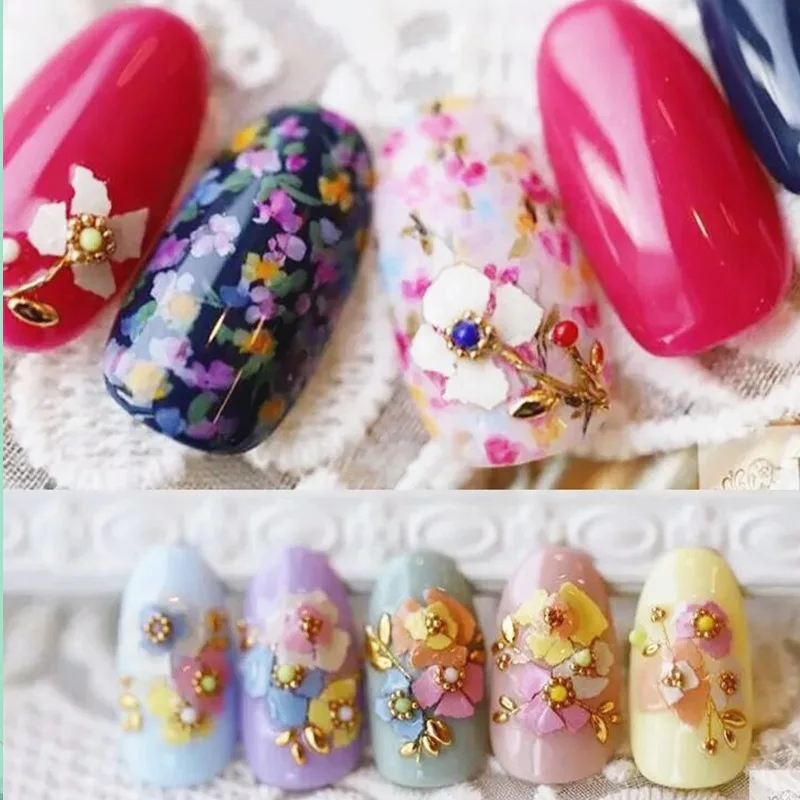 1 коробка, цветные цветы, минеральные чешуйки, 3D дизайн ногтей, украшение ногтей, цветок, чешуйки, маникюр, аксессуары для ногтей