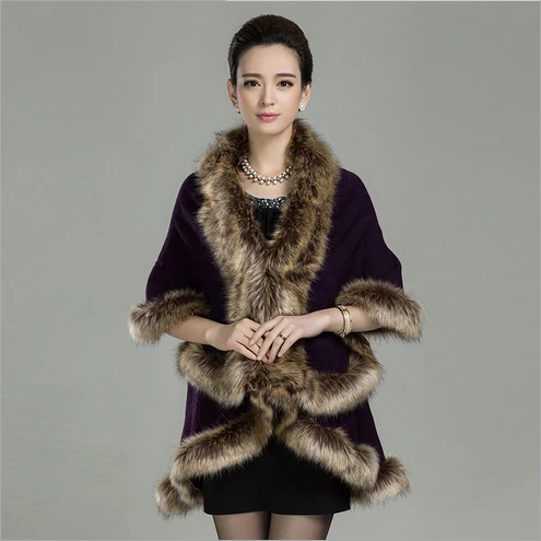 Высококачественное шерстяное кашемировое пальто из искусственного меха, зимнее женское пончо, кардиган, теплое плотное одеяло, шарф, женские шали и накидки - Цвет: 4