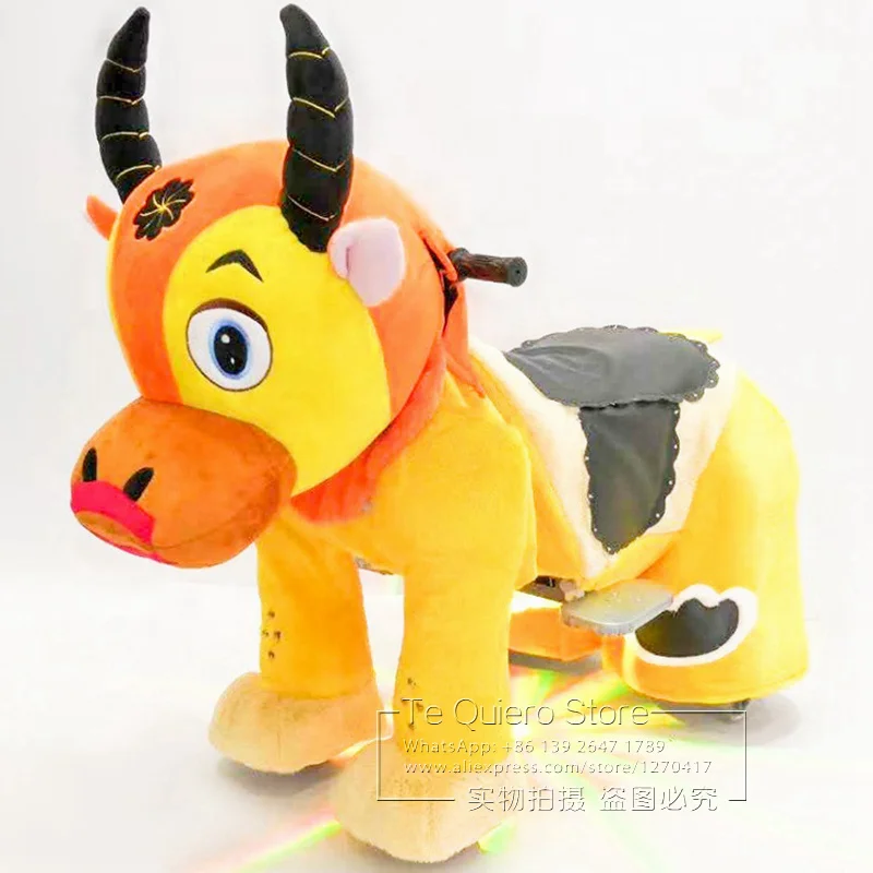 

Beautiful Cow Coin Operated Electric Stuffed Animal Ride On Animal Toy For Boys and Girls