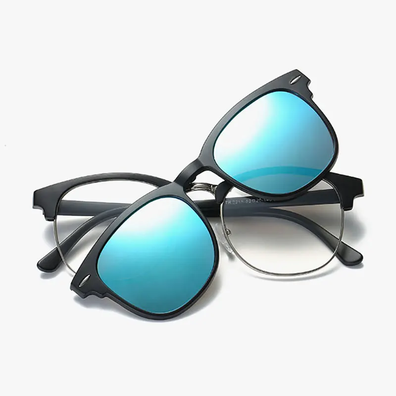Reven Jate 2218 пластиковые поляризованные солнцезащитные очки в оправе с магнитным супер световым зеркальным покрытием поляризационные солнцезащитные очки - Цвет линз: Синий
