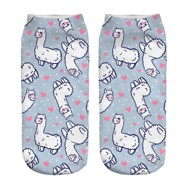 

RUNNING CHICK cute alpaca 3d print ankle socks women 2018 new wholesale