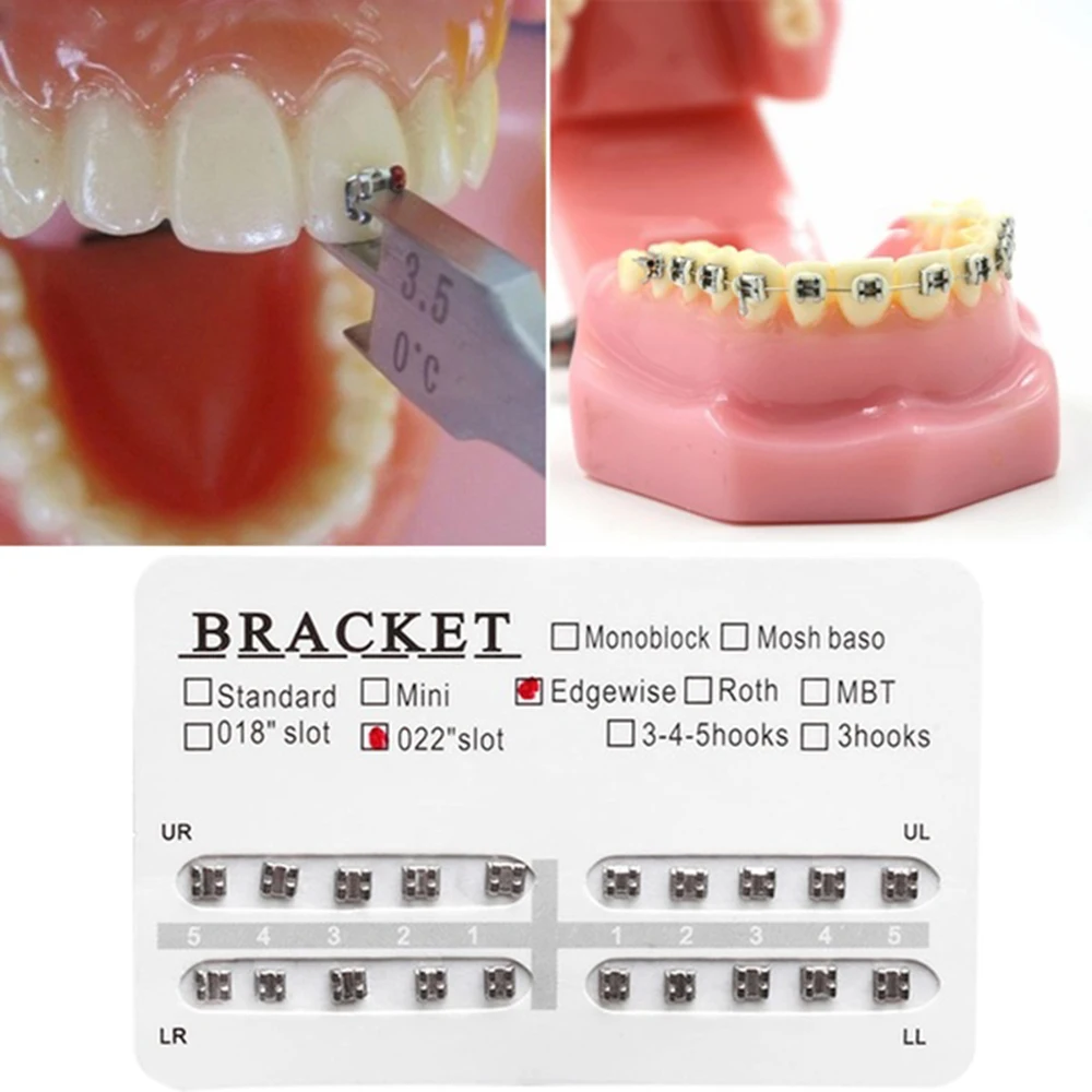 20 шт. зубные уход за зубами Ортодонтическая скобка подтяжки с крюком квадратные кронштейны коррекции материал зуб аксессуары для