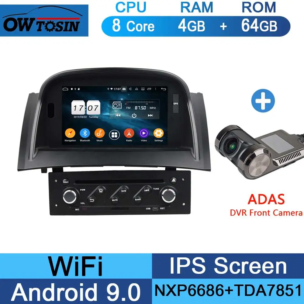 " ips Восьмиядерный 4G ram+ 64G rom Android 9,0 автомобильный DVD радио gps для Renault Megane II 2004-2009 DSP CarPlay Parrot BT стерео Adas - Цвет: 64G Adas Camera