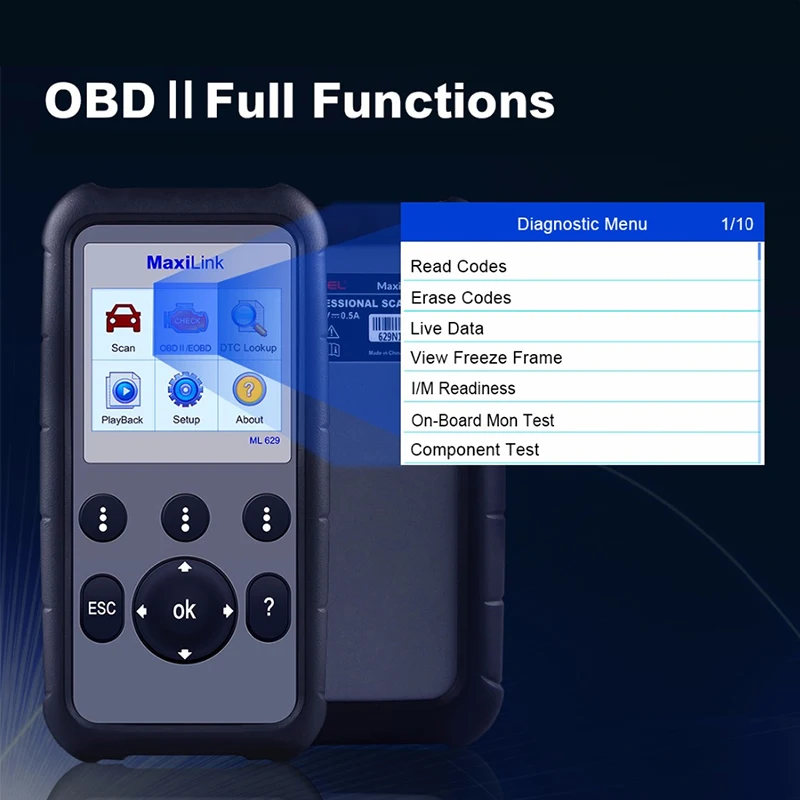 Autel MaxiLink ML629 автомобильный диагностический инструмент OBD2 сканер для передачи двигателя ABS SRS Полный OBD2 код ридер Обновление ML619 AL619