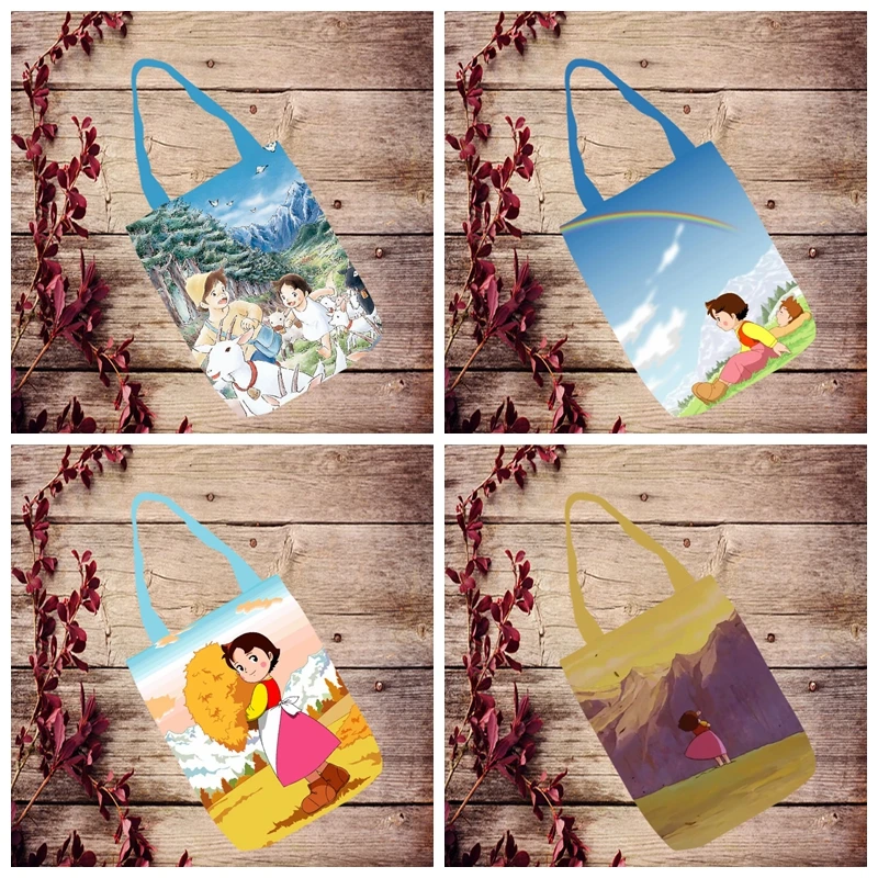 

IVYYE Heidi Cute Girl Fashion Anime Handbag Foldable Canvas Shopping Bag Casual Shoulder Bags Customized Tote Lady Girls New
