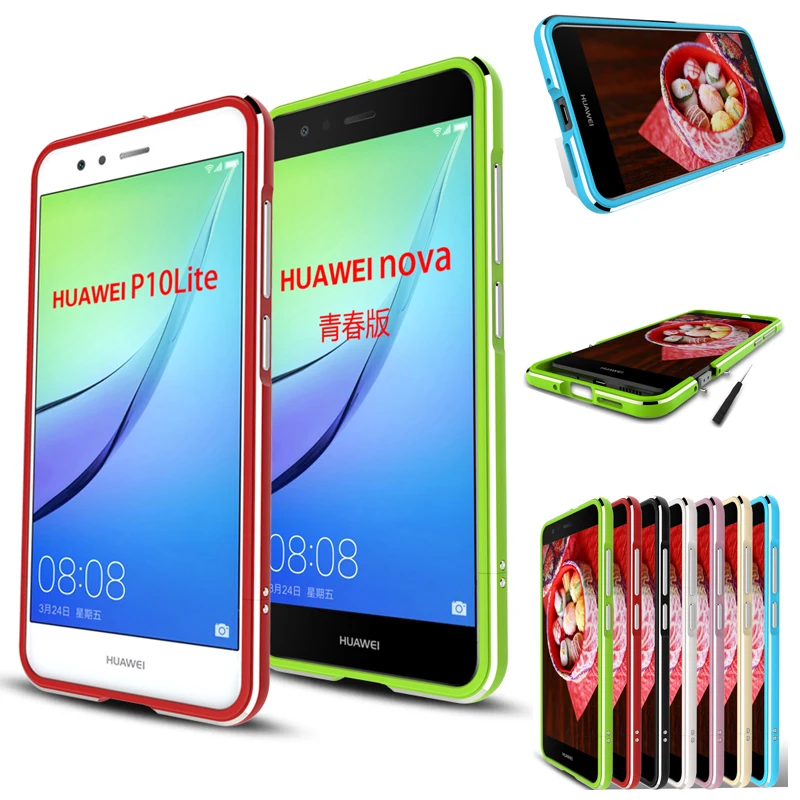 

For Huawei P10 Lite Case Shockproof Bumper for Huawei Nova Lite Aluminum Metal Frame Case For Huawei G10 Phone Shell Cover 5.2''