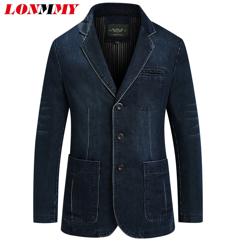 LONMMY 청바지 재킷 남성 80 % 코튼 카우보이 재킷 데님 재킷 남성용 블레이저 남성용 재킷 jaqueta 브랜드 의류 패션 M-4XL