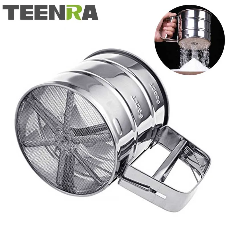 TEENRA 1 шт. нержавеющая сталь искусственное сито для муки ручной стакан мешок