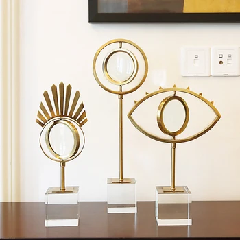 

Modern Creative Metal magnifier statue vintage home decor crafts room decoration objects study office Metal magnifier figurines