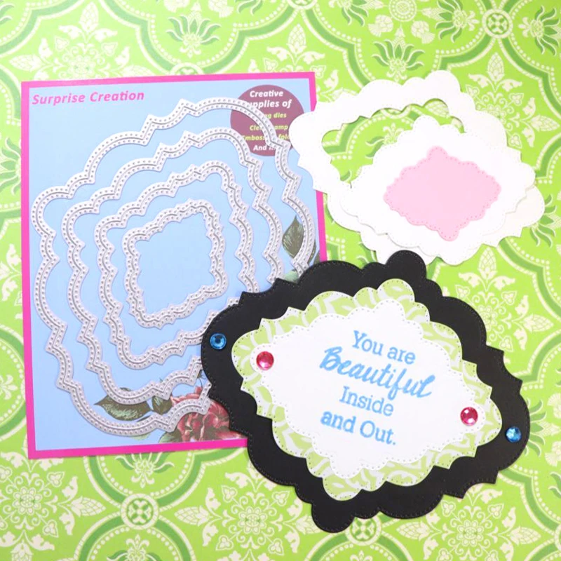 

Surprise Creation Cutting dies 4-Piece Labels Scrapbook Craft DIY Metal Stencil