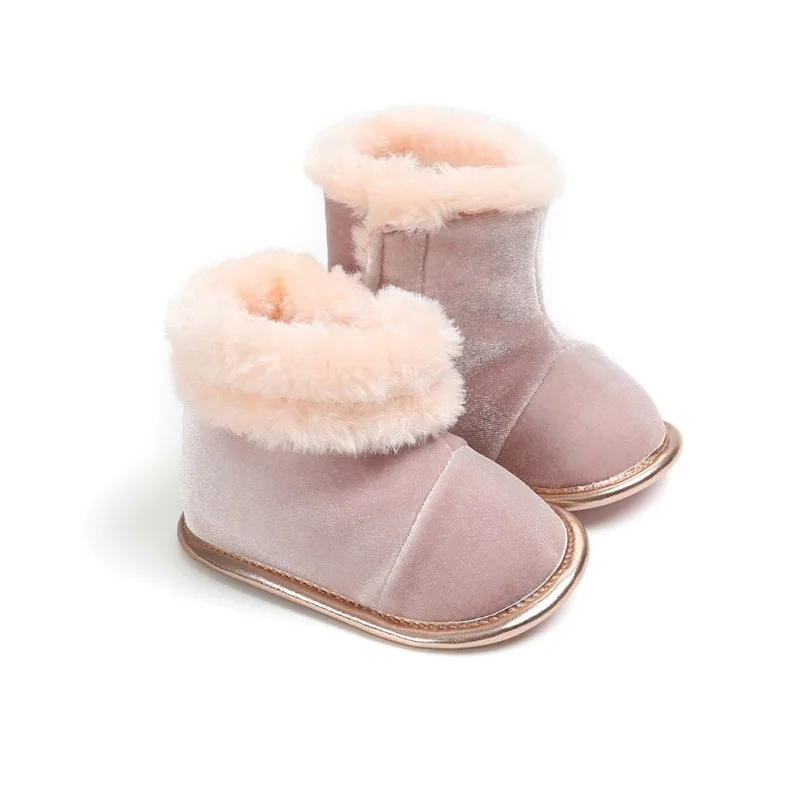 

2018 Winter New Baby Boots Newborn Solid Color Plus Velvet Warm Boots Baby Soft Bottom Non-Slip Toddler Boots