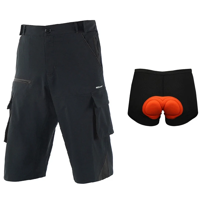 Прочные мужские шорты для горного велосипеда, велосипедные шорты, шорты для велоспорта, одежда для велоспорта, размер M/L/XL/XXL - Цвет: Black With Pad