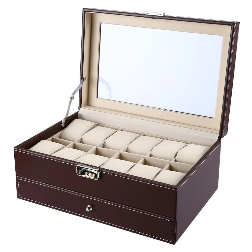 

Multifunctional Drawer-style PU Watch Display Box Flipping Jewelry Storage Organizer