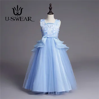 

U-SWEAR 2019 New Arrival Lace Flower Girl Dress Flower Appliqued Ruffles Girls First Holy Communion Dresses Vestidos