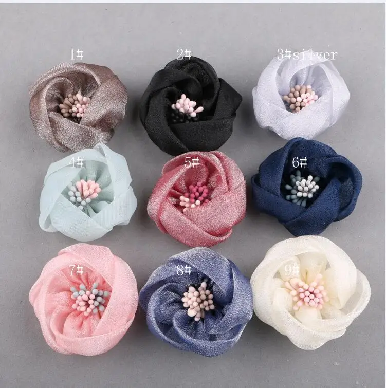 New small gauze flower with blossom Fashion south korea Flora for Diy Hairband decoration hair clip kids hair accessories - Цвет: choose color number