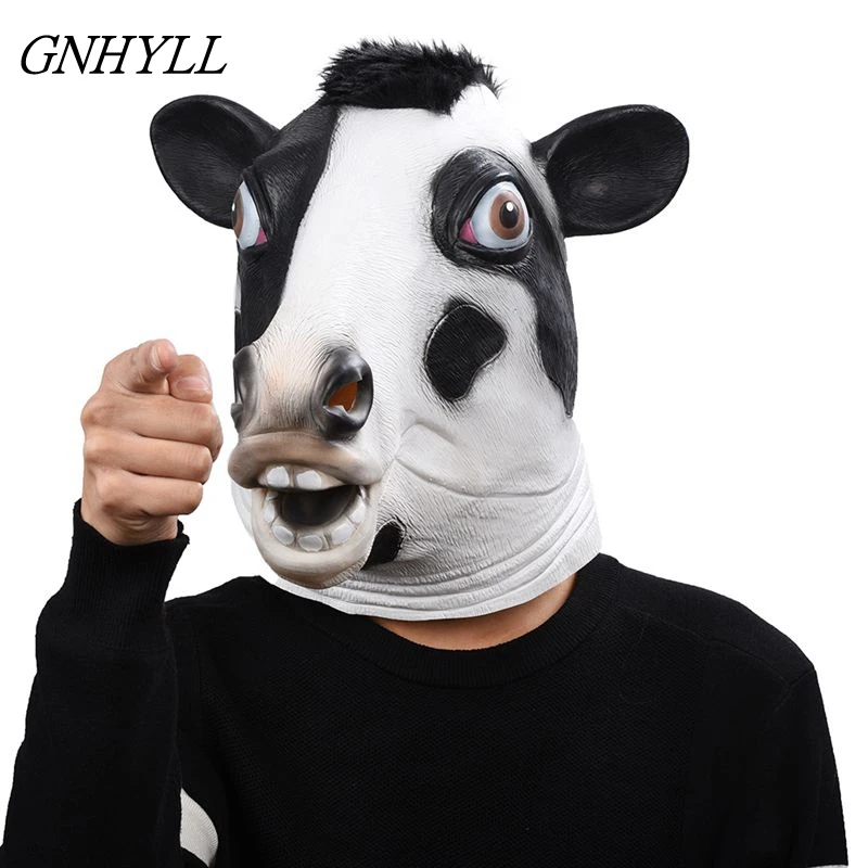GNHYLL Halloween Cow Latex Mask Novelty Costume Party Fancy Dress