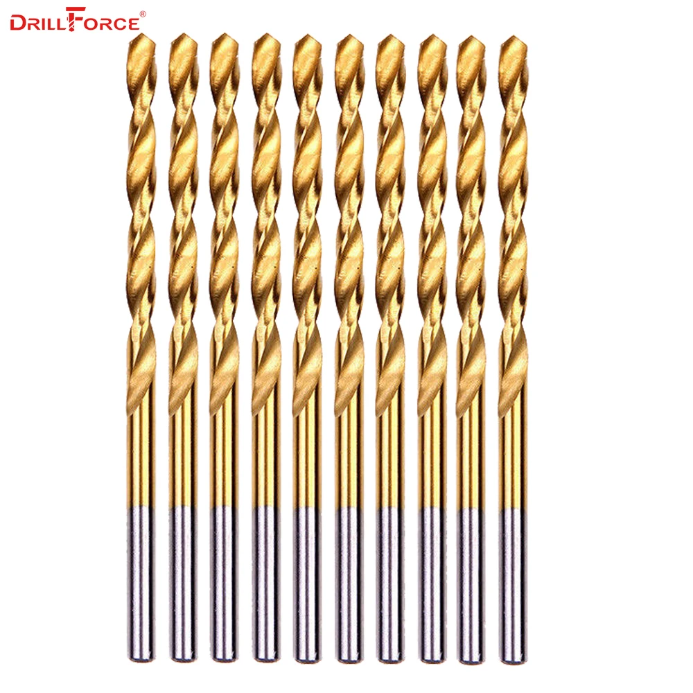

10PCS/Set 3.2mm Twist Spiral Drill Bits HSS Fully Ground DIN338 Titanium Coated Woodworking Wood Metric Drilling Tool For Metal