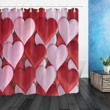 Розовый Красный Сердце на деревянной занавеске для душа и коврике набор День святого Валентина для ванны водонепроницаемый из полиэстера ткань для ванной Декор