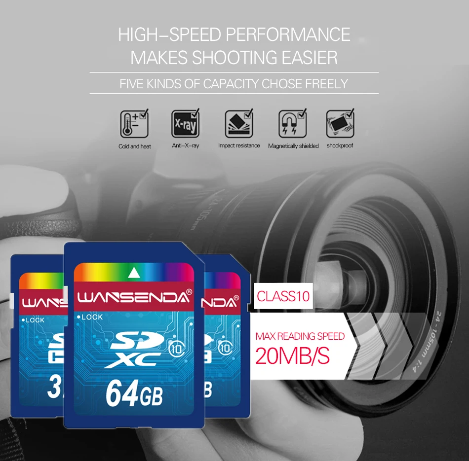 Горячая Распродажа Wansenda полноразмерная sd-карта 64 ГБ 32 ГБ 16 ГБ SDHC карта SD карта флэш-карта памяти 8 ГБ 4 ГБ универсальная для цифровой камеры