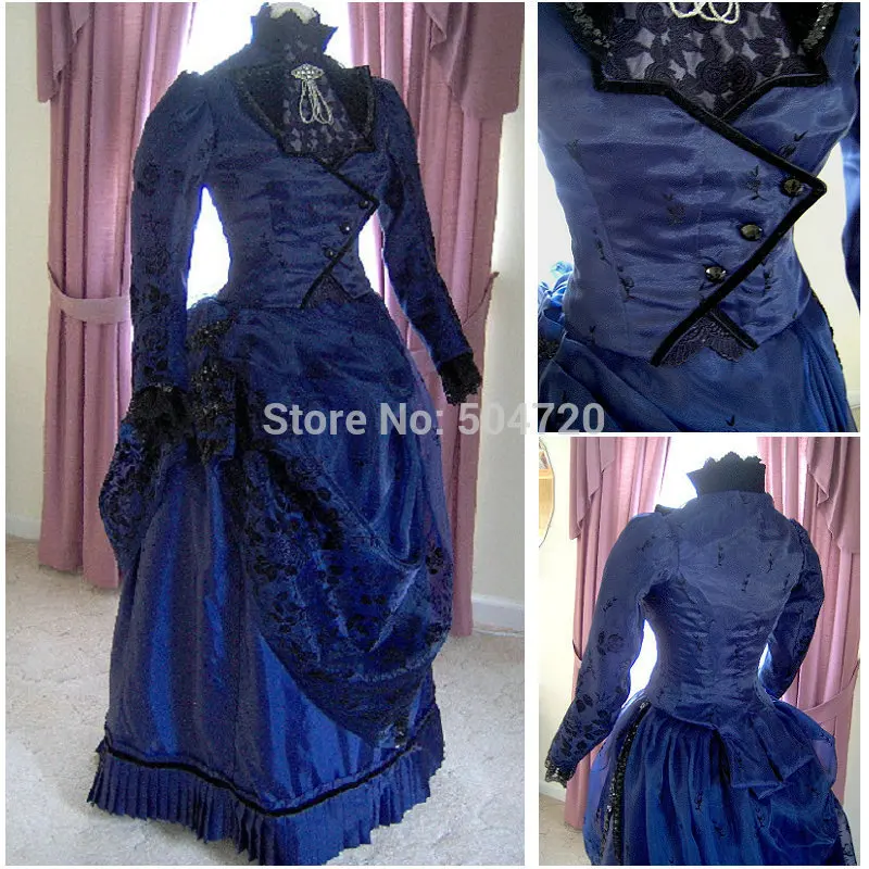

Freeshipping!R-155 19 century Vintage costume 1860S Victorian Lolita/Civil War Southern Belle Ball Halloween dresses All size