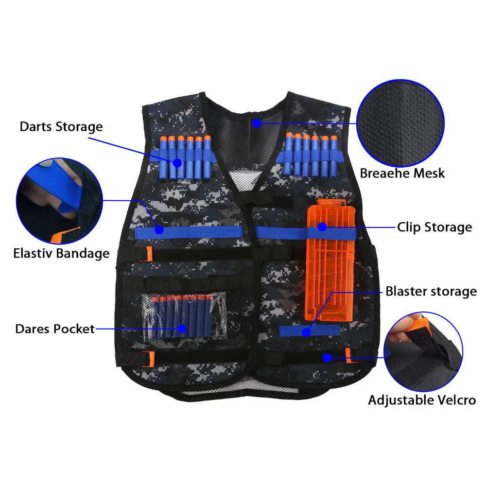 Тактический жилет, набор защитных жилетов, регулируемый с карманами для хранения, подходит для Nerf N-Strike, элитных командных игр, Охотничий Жилет