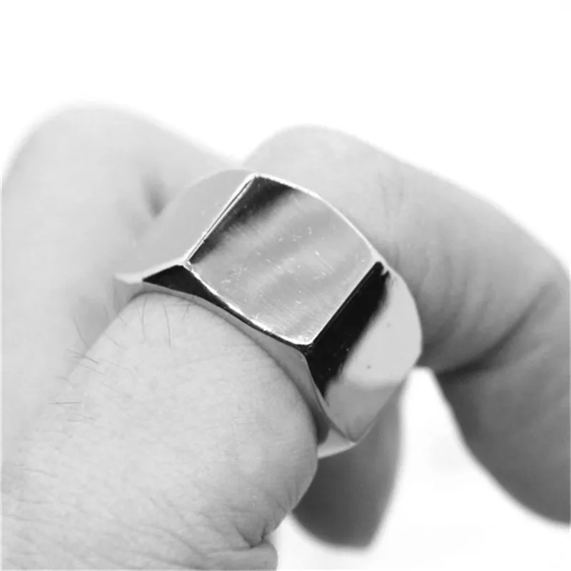 

Rany&Roy Newest Polish Hexagon Ring 316L Stainless Steel Jewelry Fashion Band Party Nut Style Ring