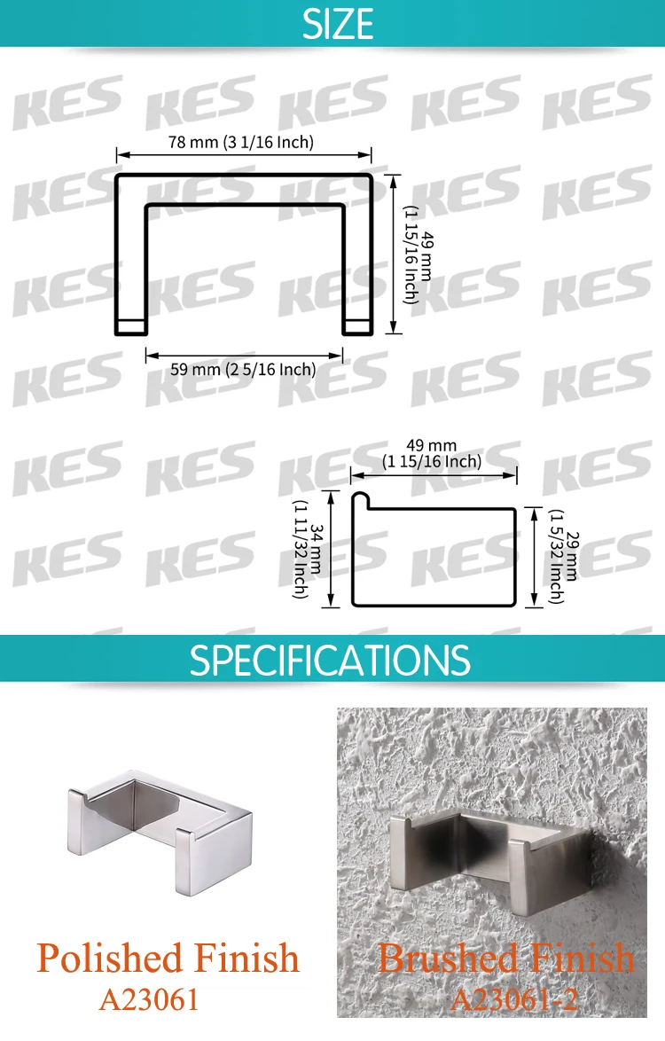 KES Ванная комната двойное пальто и крючок крепится на стену с эффектом полировки матовый SUS304 Нержавеющая сталь, A23061/A23061-2