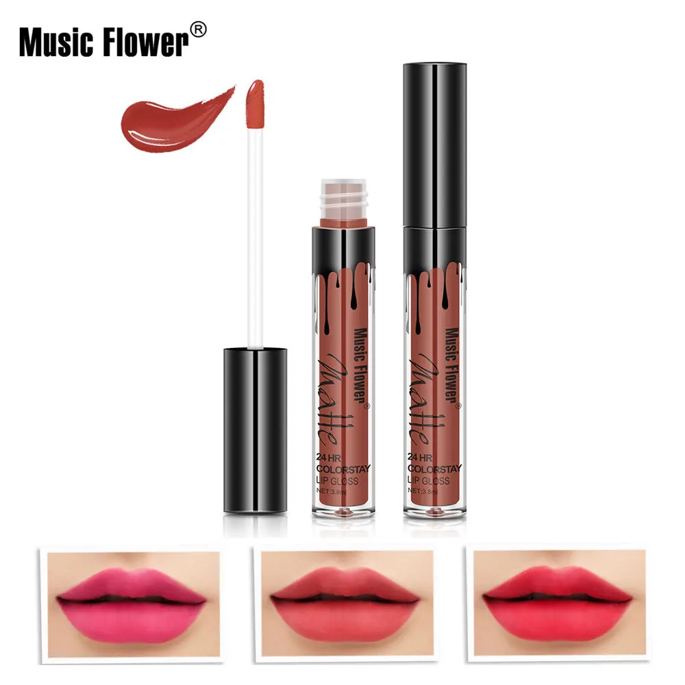 Блеск для губ Music Flower 12 цветов Матовая жидкая помада водостойкий стойкий