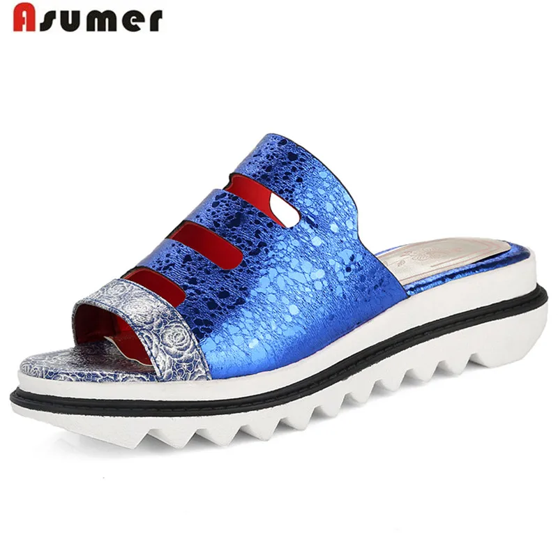 

Asumer 2018 Women sandals summer shoes platform big size 34-43 med heels 4cm fashion shoes woman contracted fashion