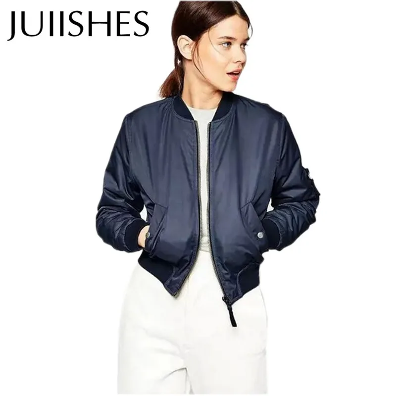 Women Bomber Jacket Fashion Padded Full Sleeve Outerwear & Coats Women Bomber Jacket Fashion Padded Full Sleeve Outerwear & Coats Black/Navy/Army Green Colors Slim Casaco Feminino Jacket Women-in Basic Jackets from ... - Women Bomber Jacket Fashion Padded Full Sleeve Outerwear & Coats