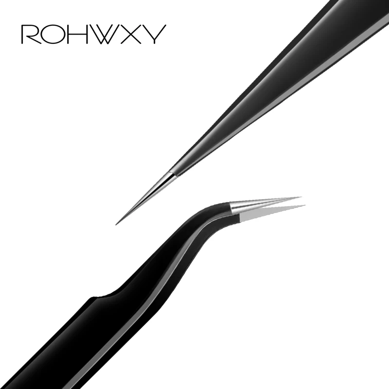 Nail Art Acrylic Gel Picking Tool stainless steel Decor Black Eyelash Tweezers Anti-static DIY hand clip black tweezers | Красота и